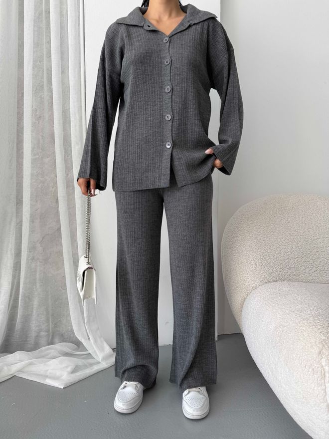 MyBee Abito Grigio A Righe Casual Elegante Abbigliamento all'ingrosso Casuale