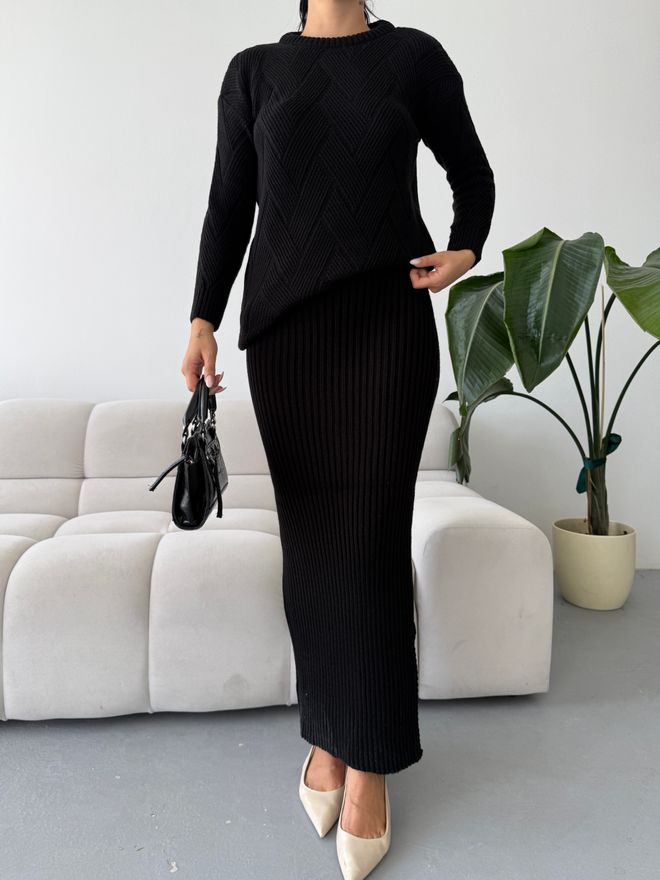 MyBee Costume Noir Modeste Avec Jupe Crayon Maxi Vêtements en gros Modeste