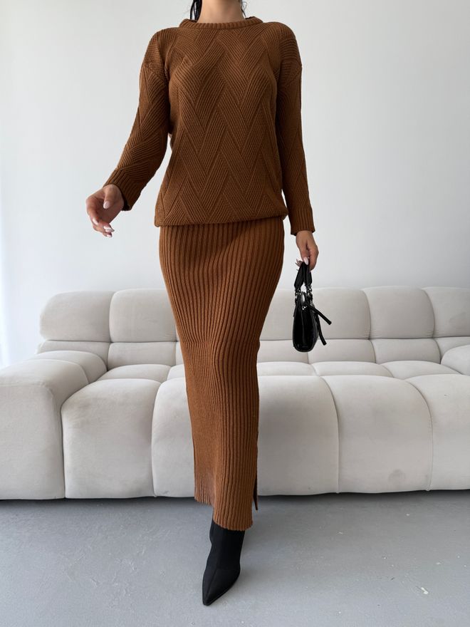 MyBee Costume Brun Modeste Décontracté Élégant Vêtements en gros Modeste