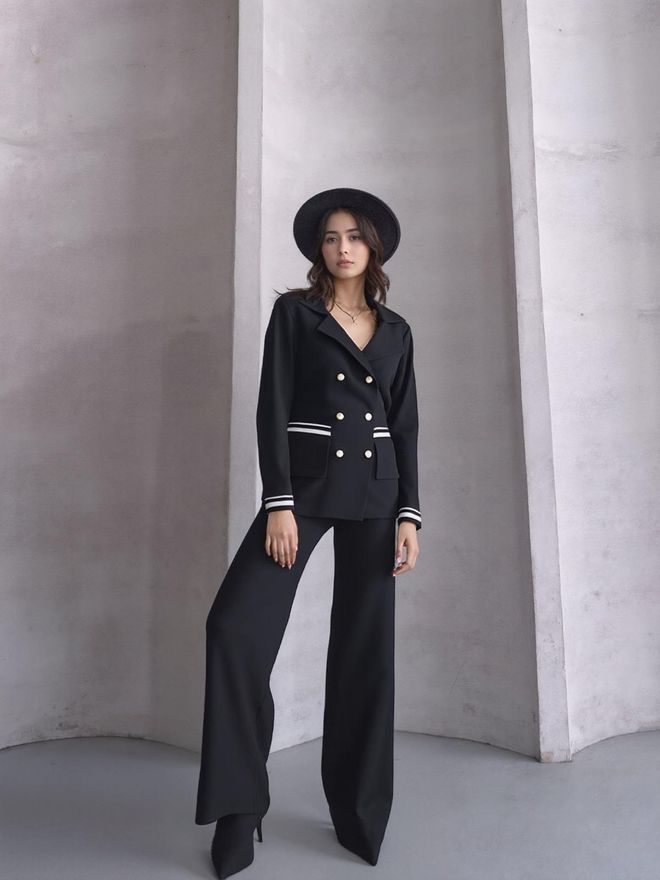 MyBee Abito Nero Formale Elegante Con Collo Dentellato Abbigliamento all'ingrosso Lavoro