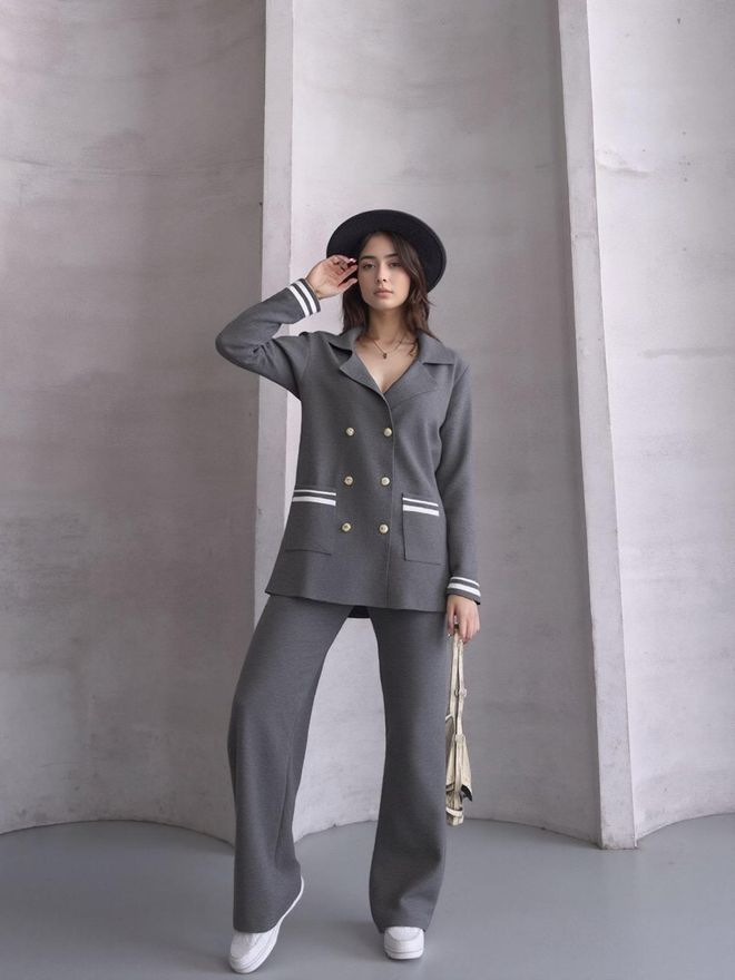 MyBee Abito Grigio Formale Con Collo Dentellato E Gamba Svasata Abbigliamento all'ingrosso Lavoro