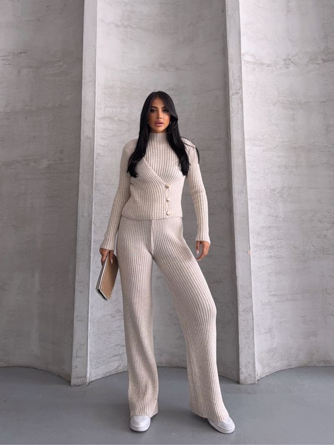 MyBee Beige Casual Elegant Suit Wholesale Clothing Casual