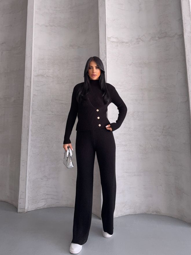 MyBee Black Classic Regular Fit Palazzo Suit Wholesale Clothing Casual
