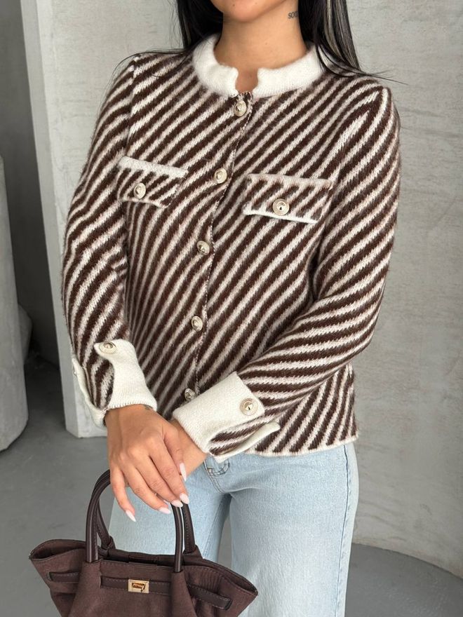 MyBee Kahverengi Retro Zarif Tek Düğmeli Blazer Ceket Toptan Giyim Gündelik
