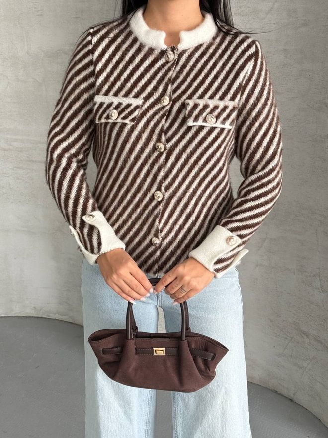 MyBee Geacă Maro Retro Elegant Sacou Cu Un Rând De Nasturi Îmbrăcăminte cu ridicata Lejer