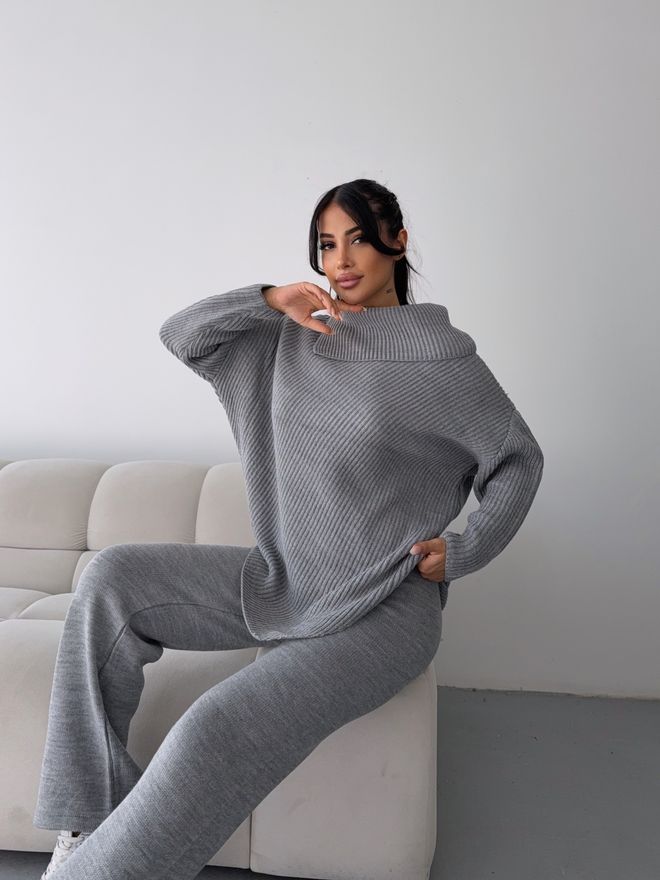 MyBee Γκρι Κομψό Ταγέρ Σε Oversized Γραμμή Με Γιακά Σάλι Χονδρικό εμπόριο ενδυμάτων Χειμώνας