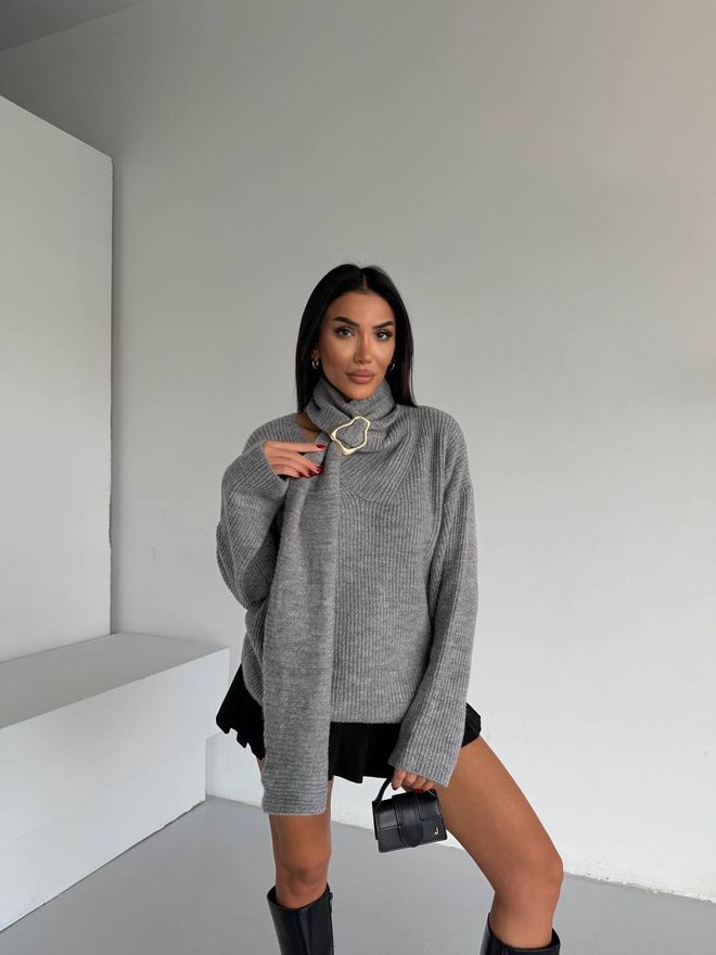 MyBee Pulover Gri Croială Supradimensionată Cu Gât Țestoasă Îmbrăcăminte cu ridicata Casual