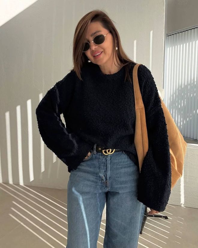 MyBee Nero Maglione Vestibilità Oversize Casual Abbigliamento Di Strada Abbigliamento all'ingrosso Casuale