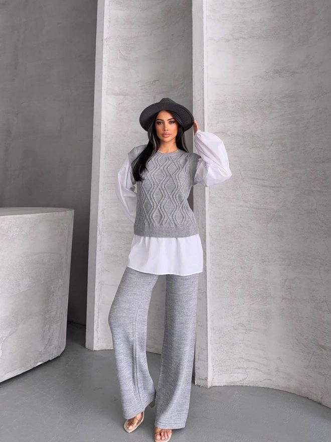 MyBee Grey Casual Elegant Formal Suit Wholesale Clothing Modest