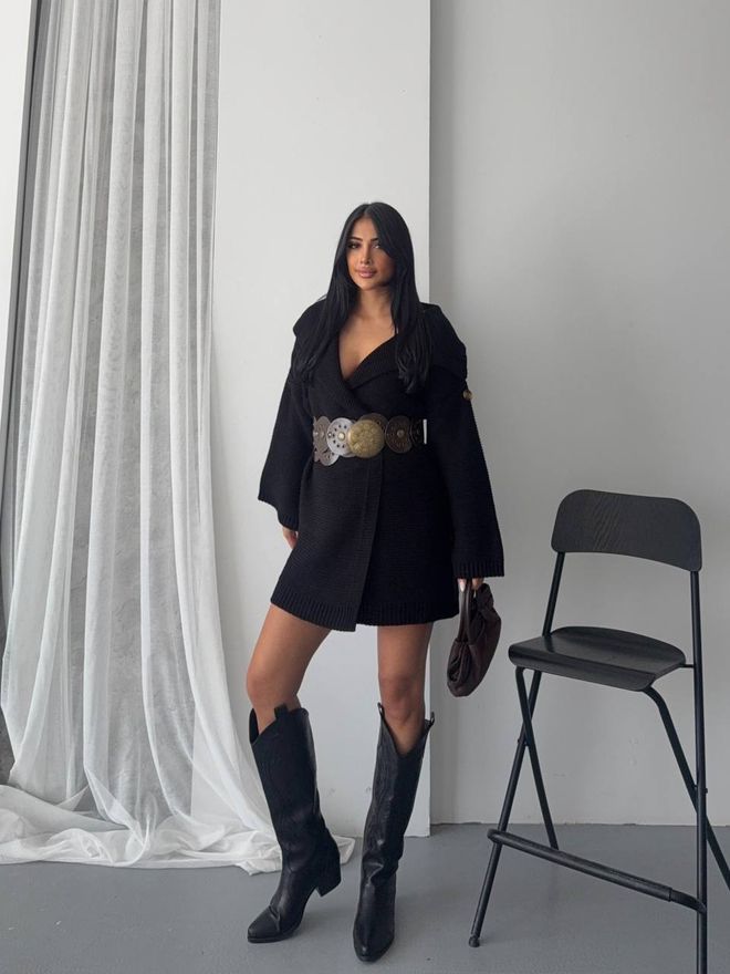 MyBee Black Cardigan Sexy Casual Vintage Elegant Retro Wholesale Clothing Work