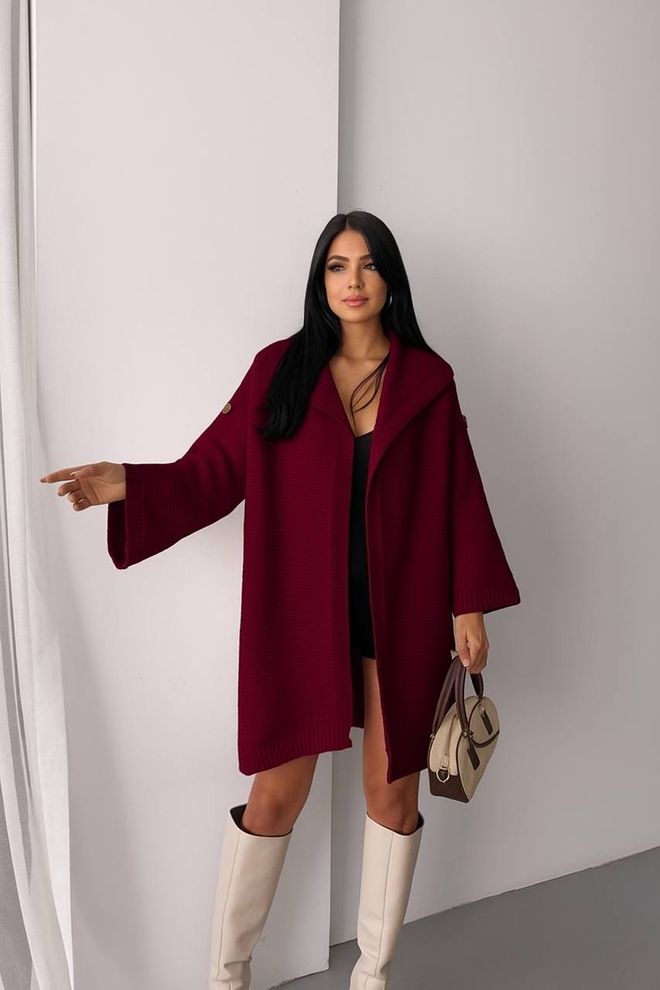 MyBee Gilet Rouge Bordeaux Décontracté Et Élégant Vêtements en gros Décontracté