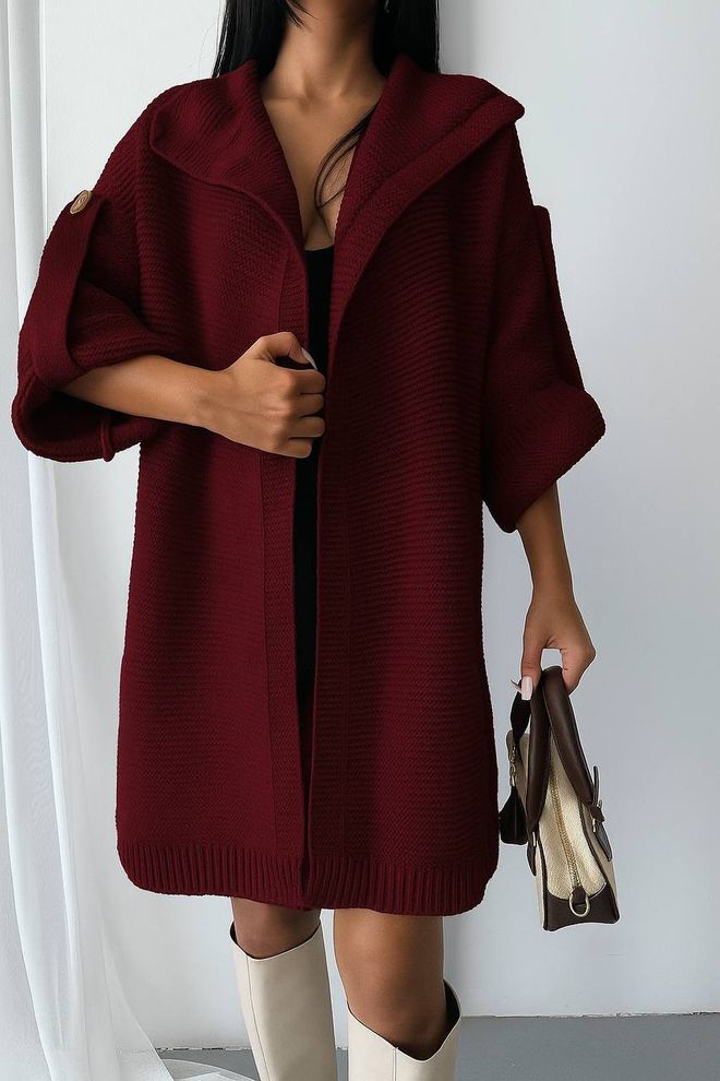 MyBee Claret Red Cardigan For Casual & Elegant Wear Wholesale Clothing 1