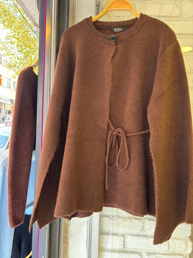 MyBee Kahverengi Gündelik Zarif Tesettür Hırka Toptan Giyim Tesettür