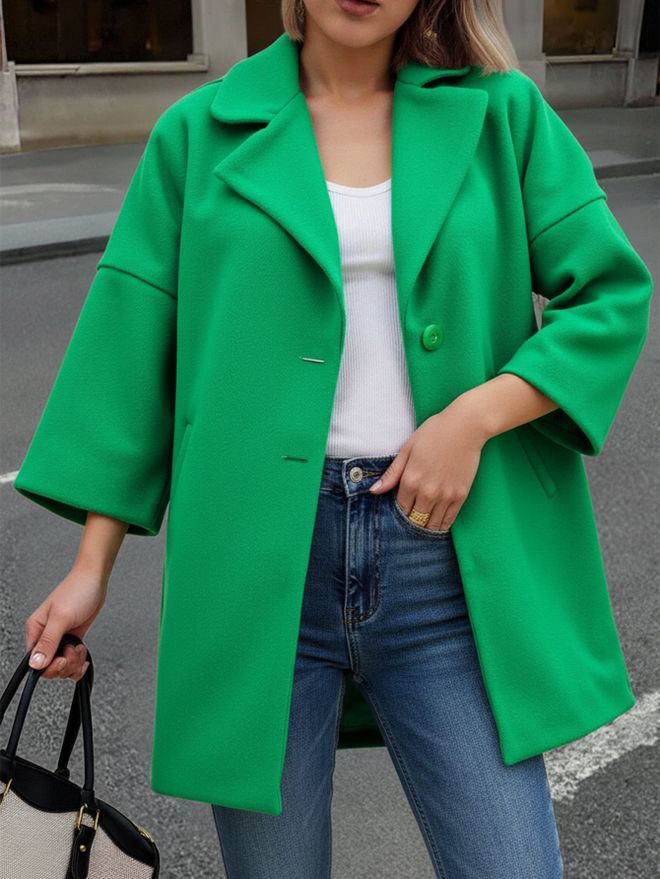 MyBee Kaşe Kaban Yeşil Toptan Giyim Gündelik