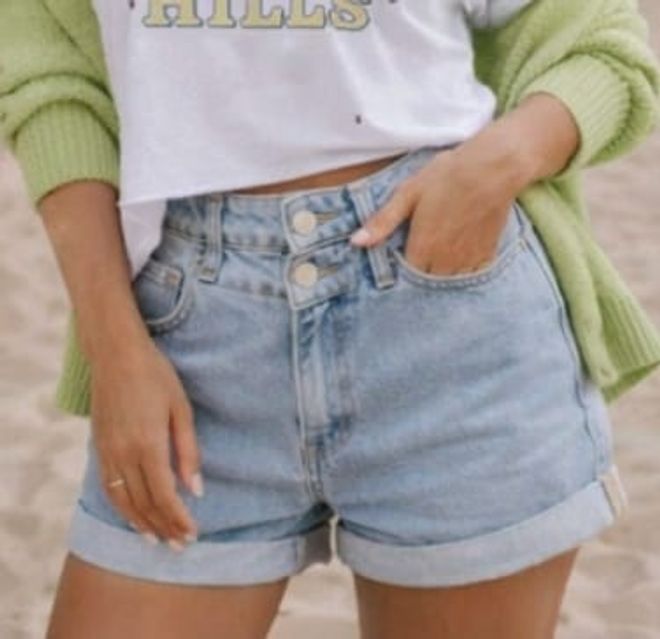 MyBee Blue High Waist Shorts Wholesale Clothing Casual