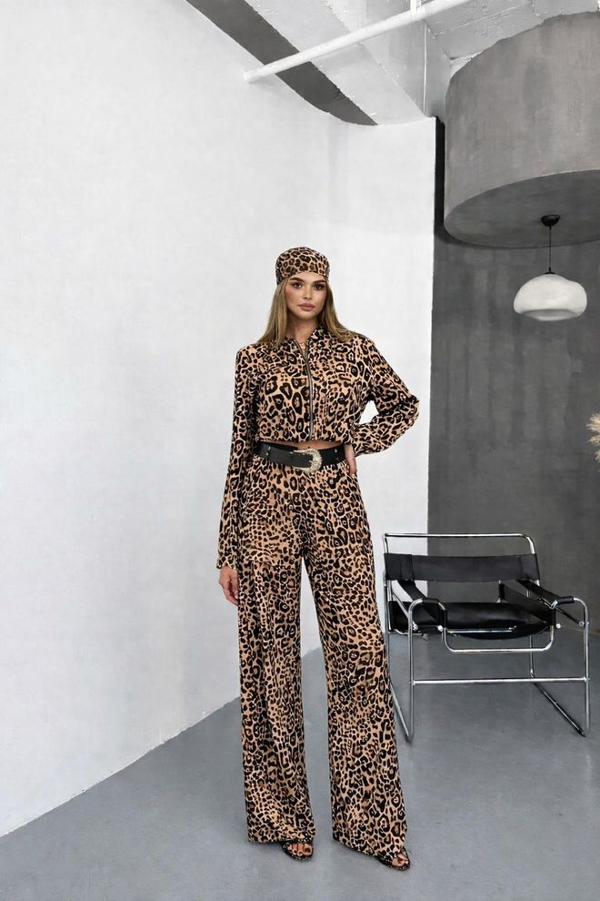 MyBee Браон Неформалан Комплет Са Леопард Принтом Велепродаја одеће Неформалан