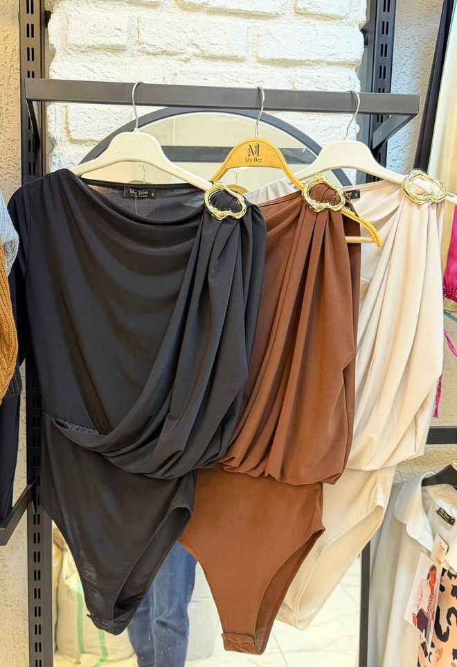 MyBee Elegant Black Bodysuit With One Shoulder Neck Wholesale Clothing 1