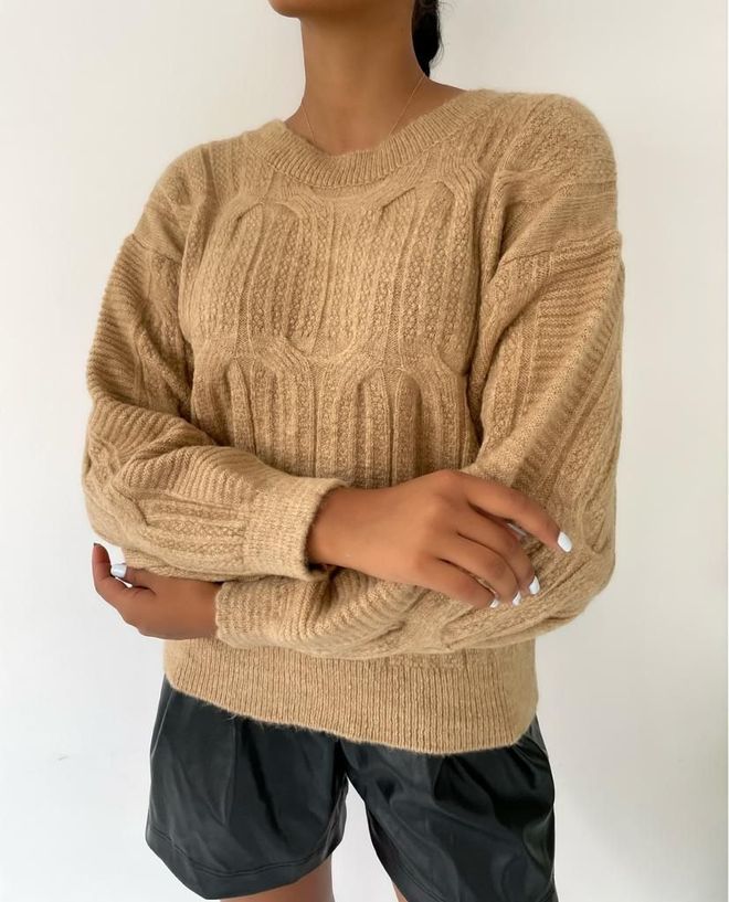 MyBee Sweater Camel Wholesale Clothing Casual