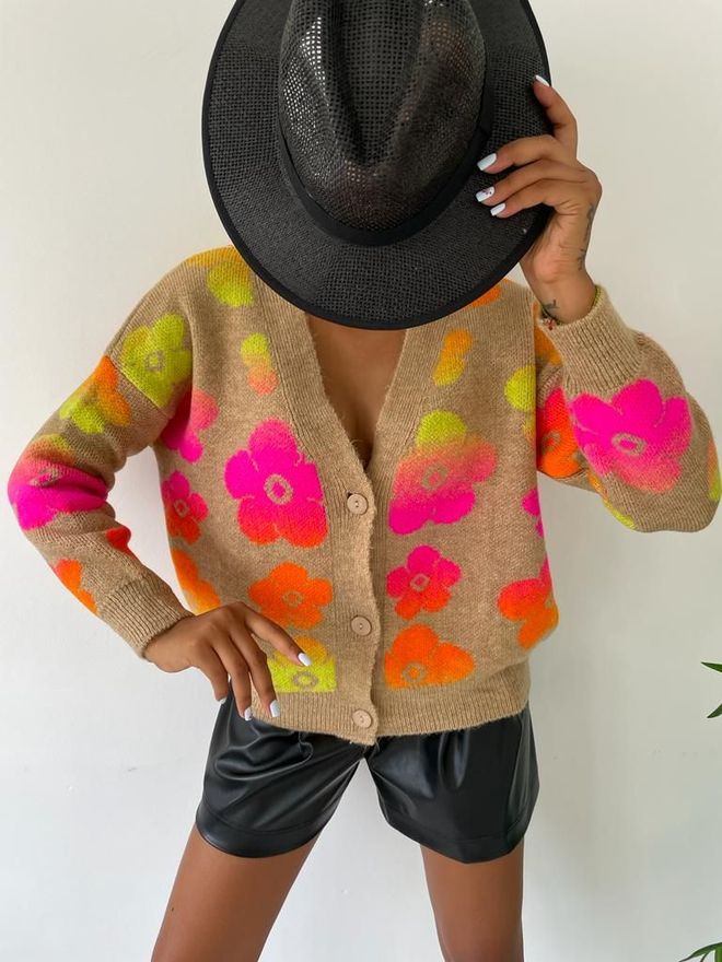 MyBee Cardigan Brown Wholesale Clothing Casual
