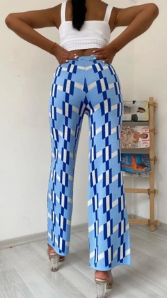 A wholesale clothing model wears 39441 - Knitwear Pants - Blue, Turkish wholesale Pants of MyBee
