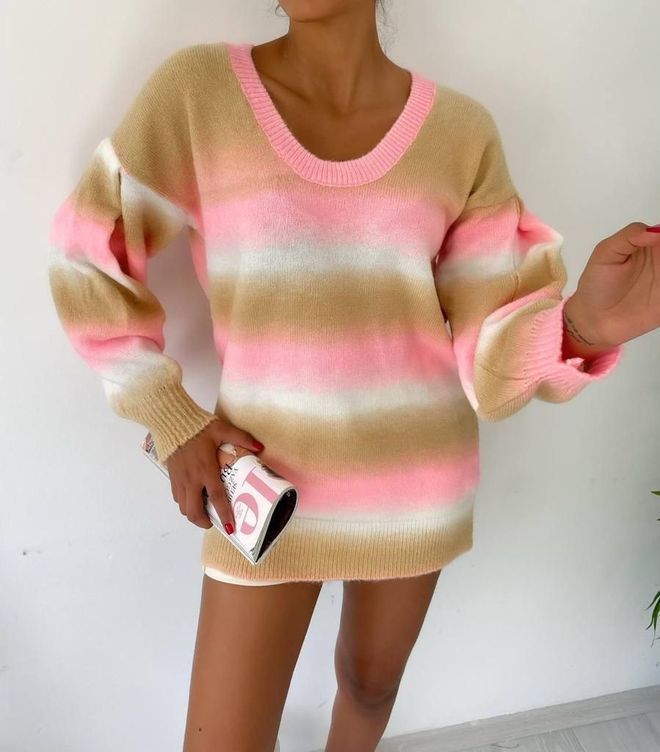 MyBee Sweter Mix kolorów Różowy Hurtowa sprzedaż odzieży Casual