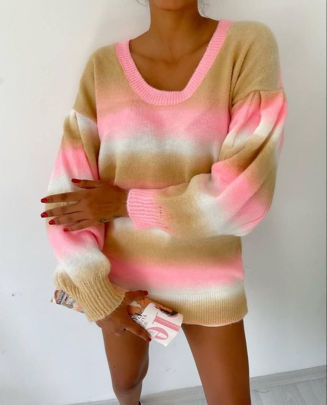 MyBee بلوفر متعدد الألوان وردي ملابس بالجملة غير رسمي