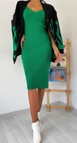 Una modelo de ropa al por mayor lleva 39474-dress-and-cardigan-suit-green,  turco al por mayor de 