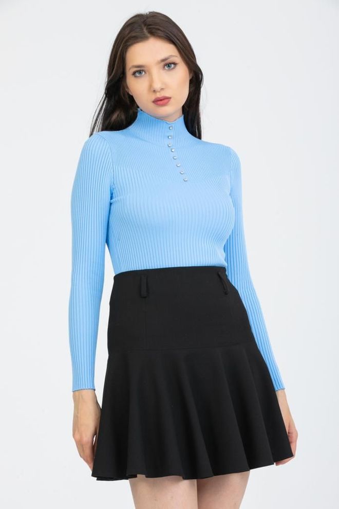 MyBee تريكو حجر بوليليت أزرق فاتح ملابس بالجملة صوف