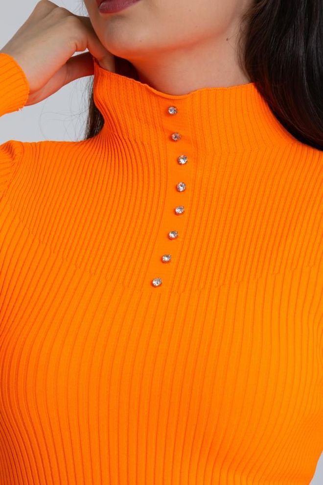 MyBee Stone Polyelit Knitwear Orange Wholesale Clothing Wool