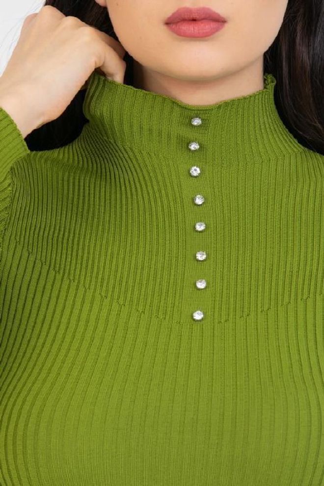 MyBee Stone Polyelit Knitwear Green Wholesale Clothing Wool
