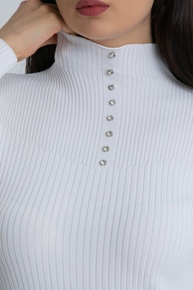 MyBee Stone Polyelit Strickwaren Weiß Großhandelskleidung Wolle