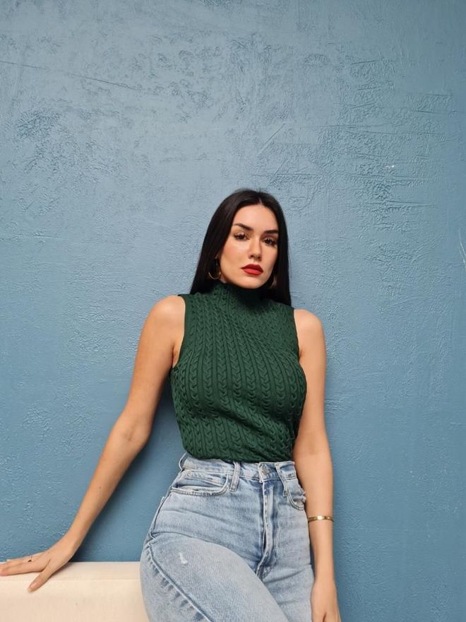 MyBee Crop Maglieria Verde Abbigliamento all'ingrosso Casuale