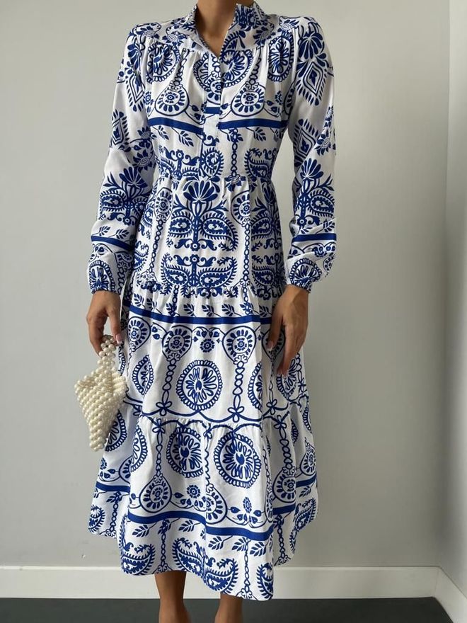 MyBee РОКЛЯ С ШАРКИ ПОПЛИН Морско синьо Дрехи на едро Небрежен