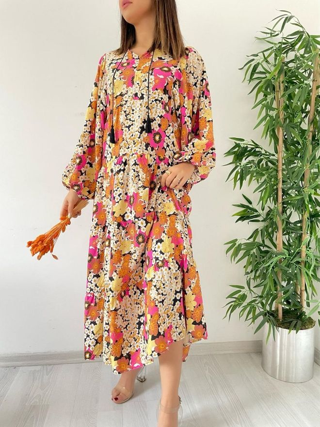 MyBee Viskosekleid Gelb Großhandelskleidung Modest