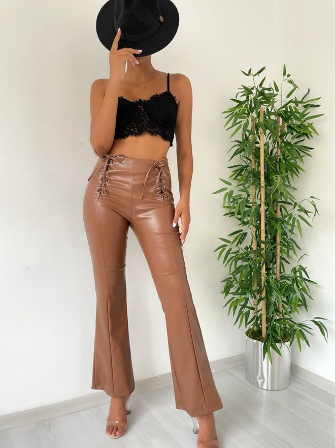 MyBee Trousers Brown Wholesale Clothing Fall