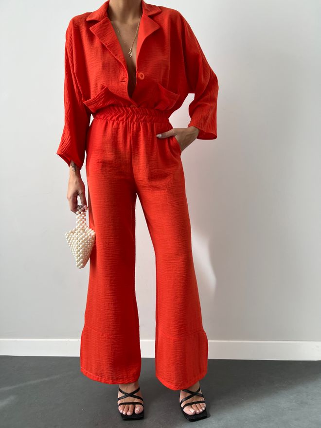 MyBee Double Linen Suit Orange Wholesale Clothing Spring