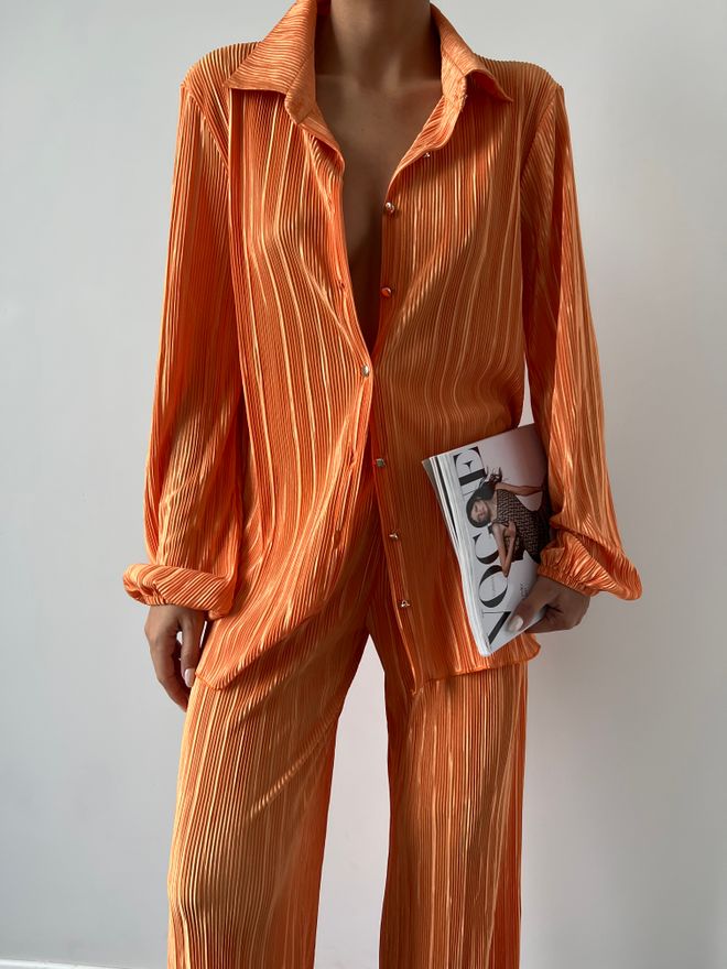 MyBee Костюм С Металлическими Пуговицами Оранжевый Оптовая продажа одежды Элегантный