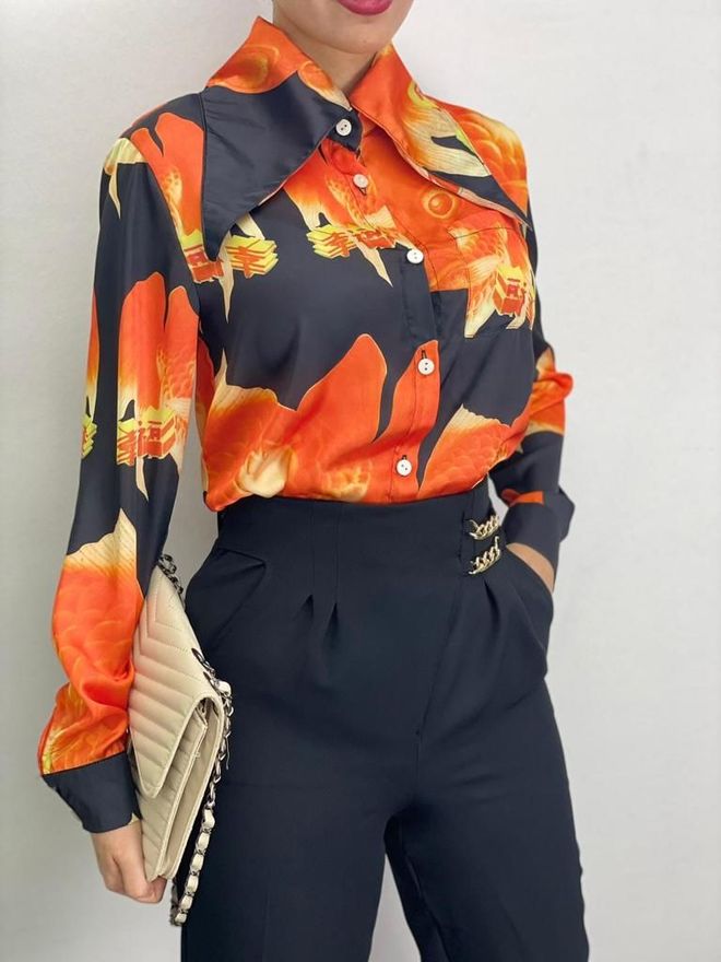 MyBee Cămașă Din Satin Neagră Îmbrăcăminte cu ridicata Formal