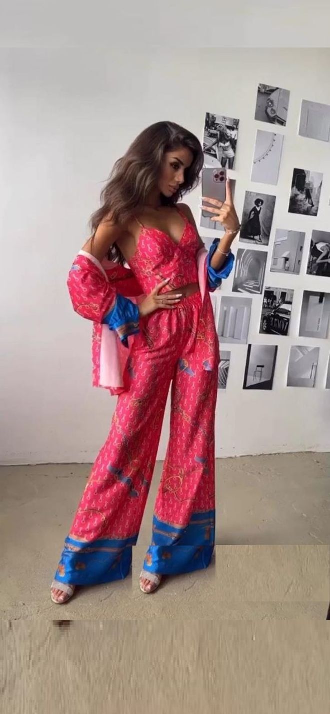 MyBee Conjunto De Satén Passion De 3 Piezas Fucsia Ropa al por mayor Casual