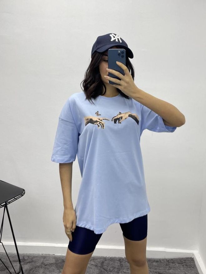 MyBee T Shirt Hand Vlinder Blauw Groothandel Kleding Casual