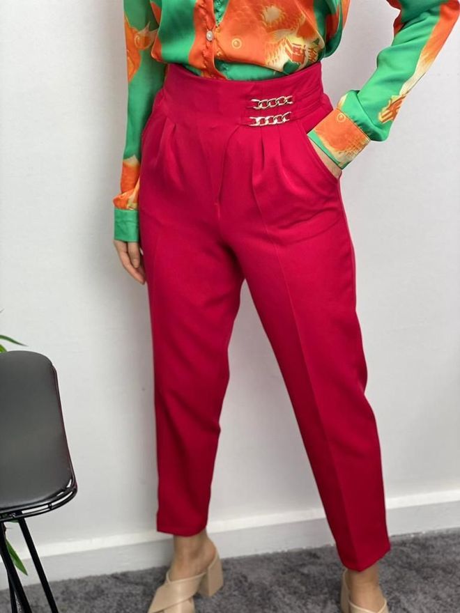 MyBee Pantaloni A Sigaretta Rossi Abbigliamento all'ingrosso Cotone