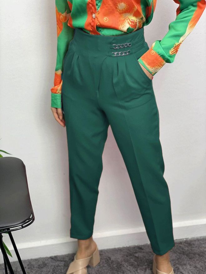 MyBee Pantaloni A Sigaretta Verde Abbigliamento all'ingrosso Formale