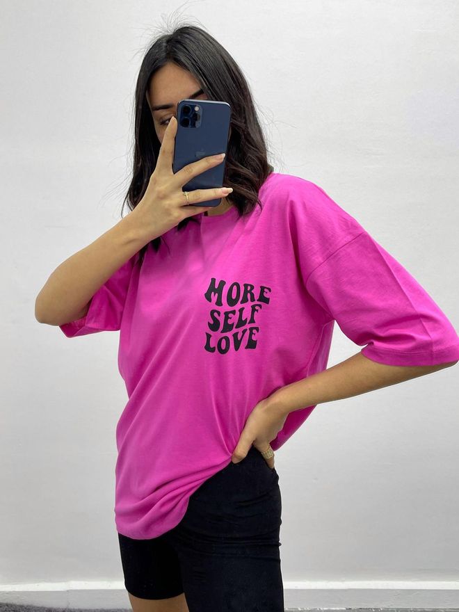 MyBee تي شيرت المزيد من الحب الذاتي فوشيا ملابس بالجملة صالة