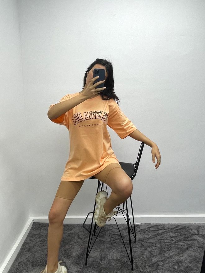 MyBee T shirt Los Angeles Orange Vêtements en gros Coton