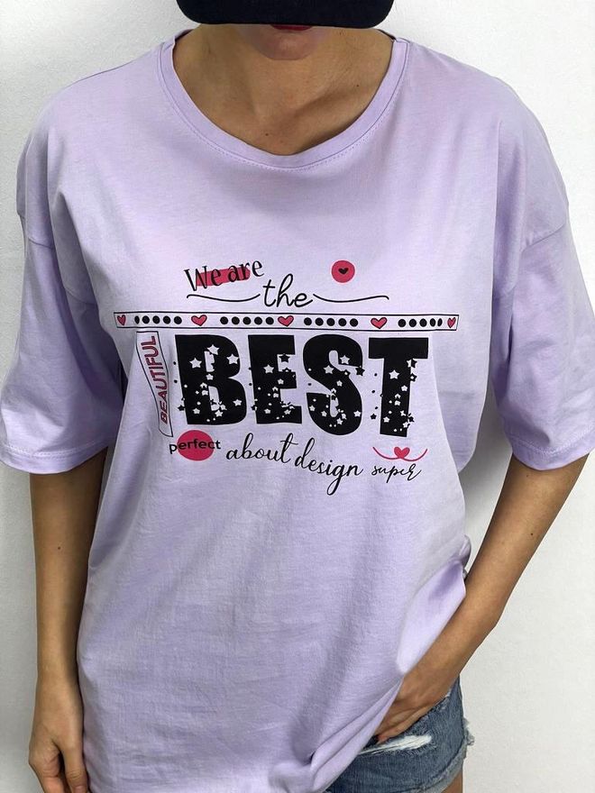 MyBee T Shirt Best Flieder Großhandelskleidung Lässig