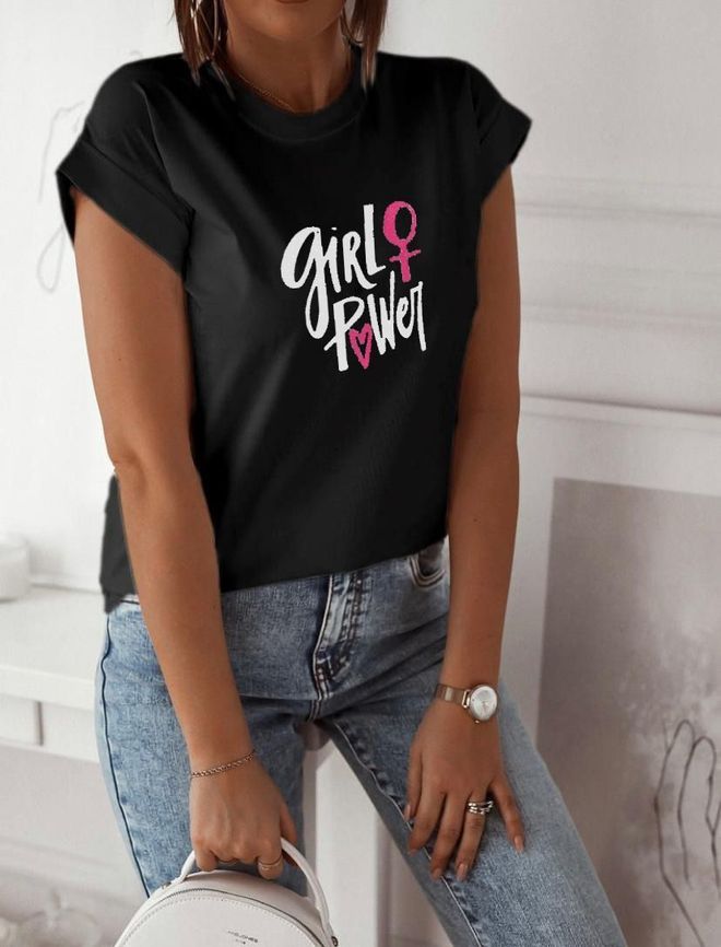 MyBee T shirt Girl Power Black Wholesale Clothing Casual
