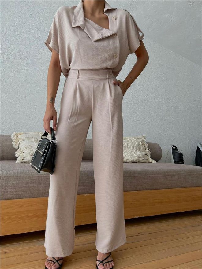 MyBee Aerobin Костюм От 2 Части Бежов Дрехи на едро Памук