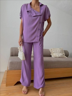Модел на дрехи на едро носи MYB10203 - Aerobin 2 Piece Suit - Lilac, турски едро Костюм на MyBee