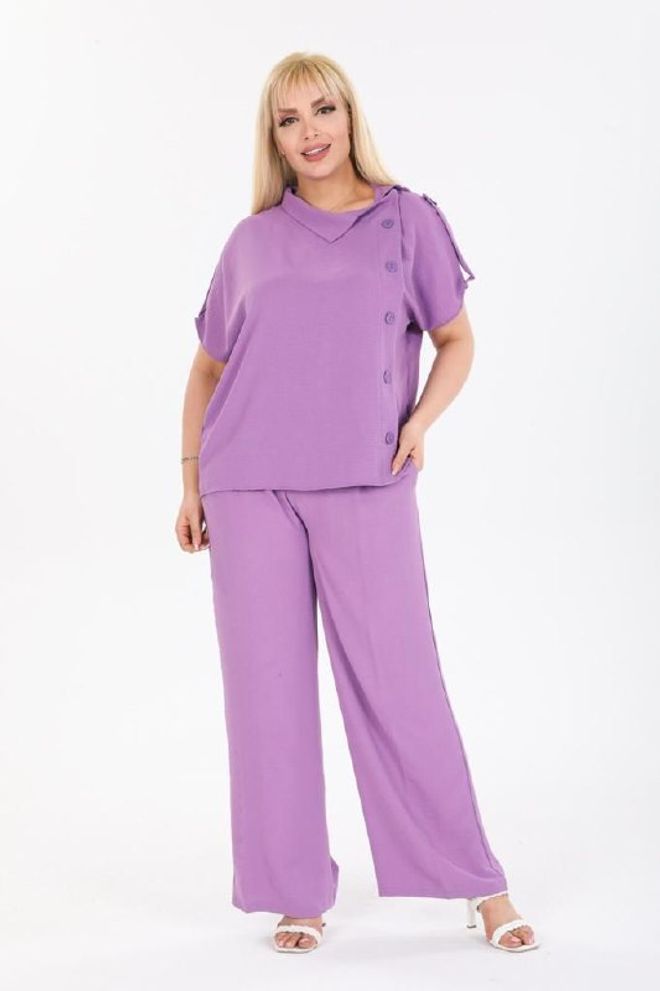 MyBee Battal Aerobin 2 Piece Suit Lilac Wholesale Clothing Plus Size