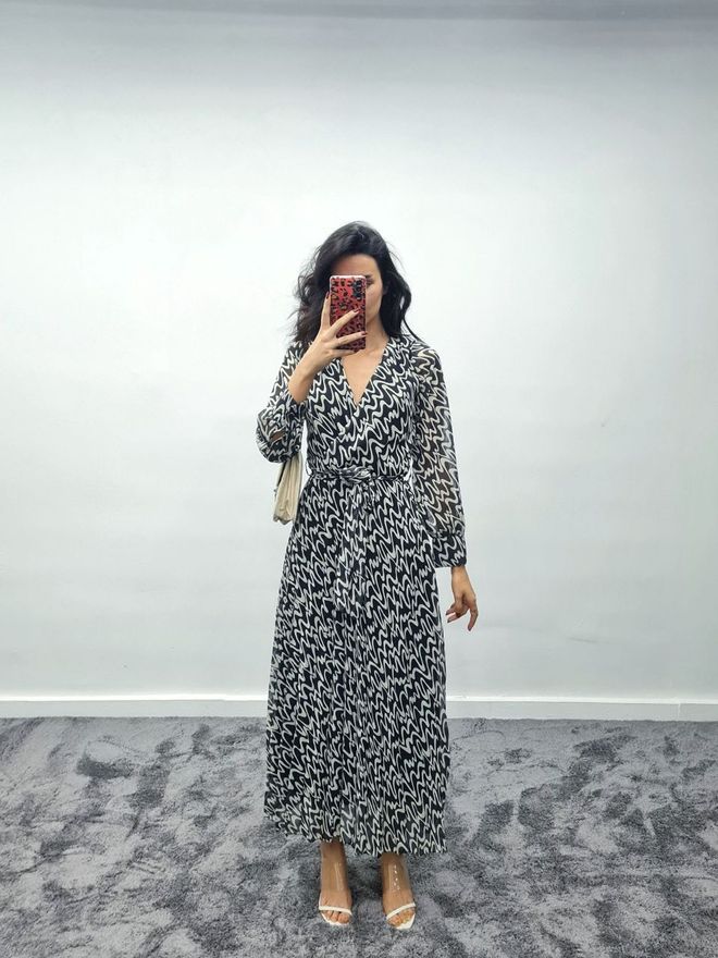 MyBee Lined Chiffon Dress Black Wholesale Clothing Cotton